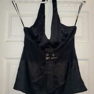 NWT ASOS Black Halter Neck Top with Lace Midline Sz 4